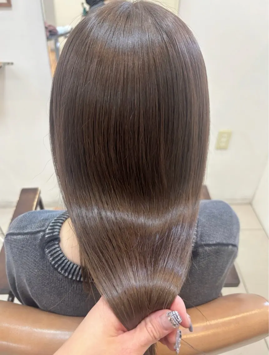 ミディアム カラー グレージュ 髪質改善 トリートメント カット ヘアカラー トリートメント 頭皮×髪質改善 透明感カラー💎中村のヘアスタイル