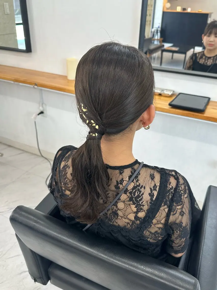 セミロング ヘアアレンジ ヘアセット🎀透明感 カラーHiROEのヘアスタイル