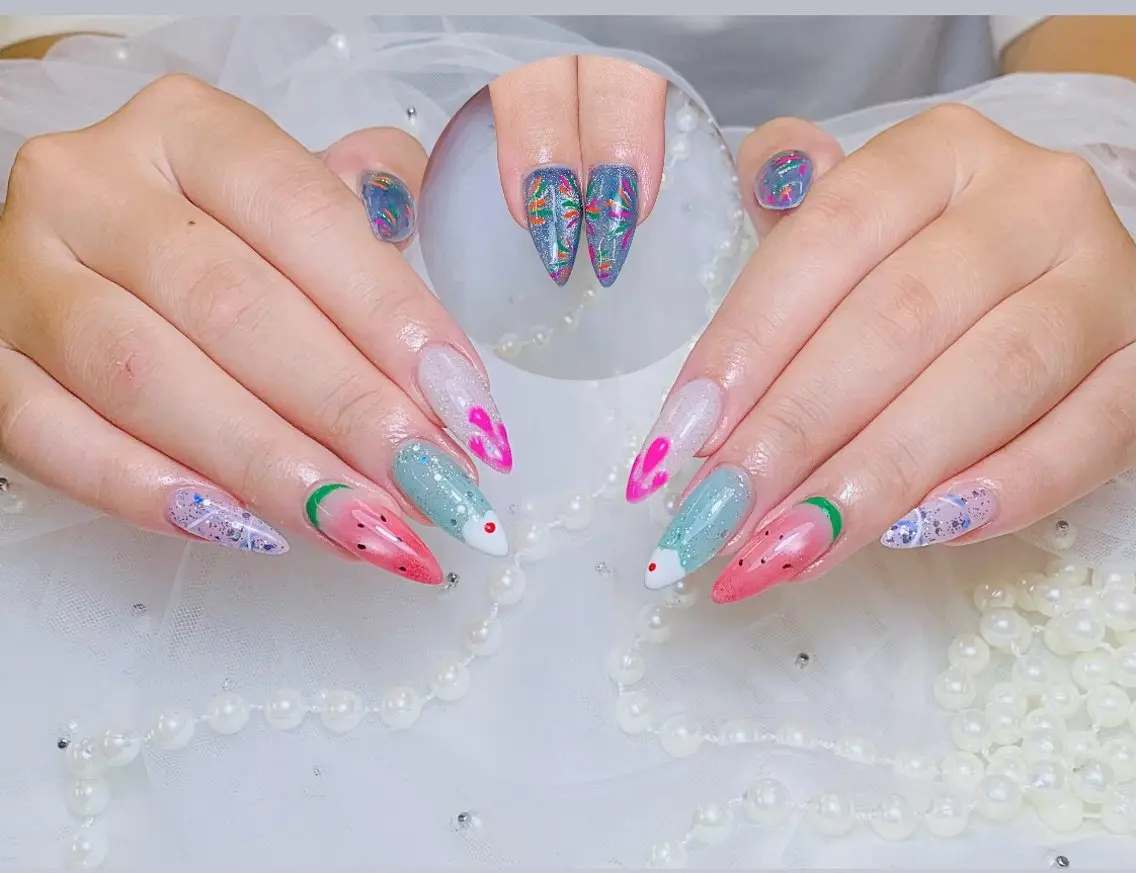 ネイル チークネイル 長さ出し フラッシュネイル フレンチネイル グラデーション ハンドネイル AN NAIL 高田馬場のネイルデザイン