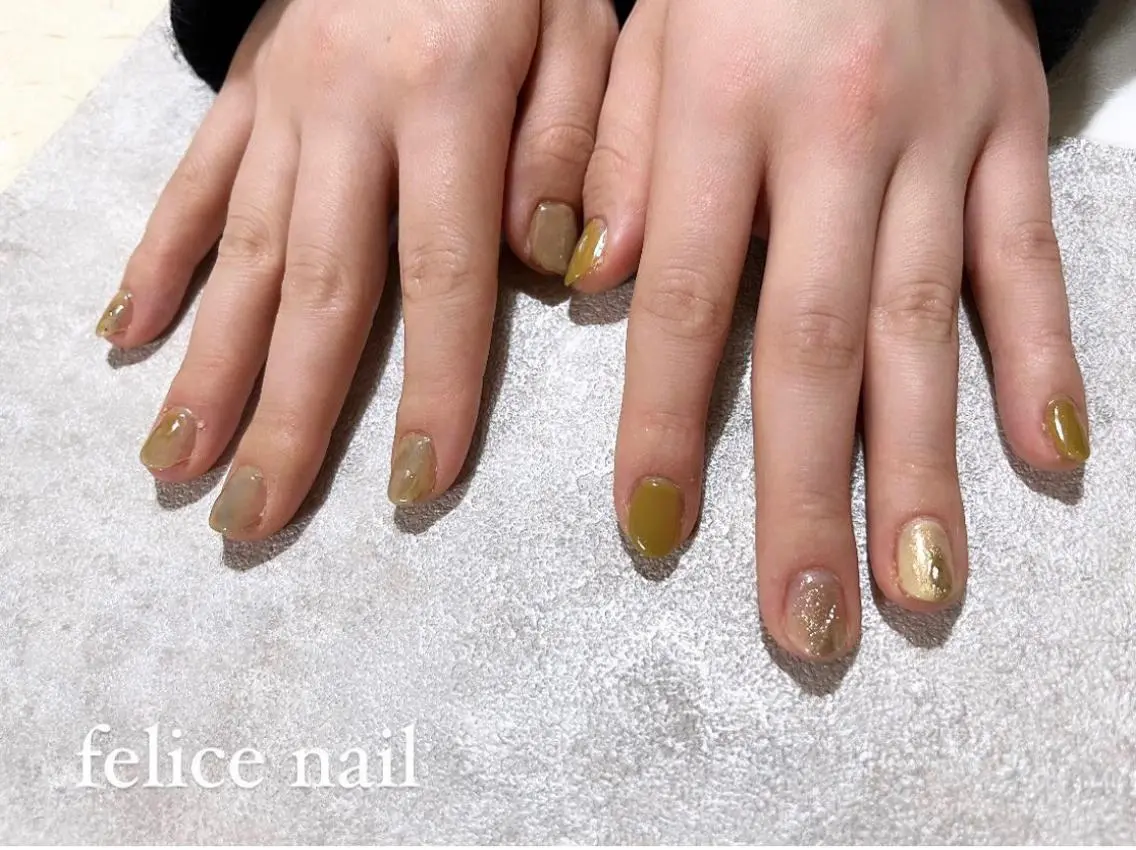ネイル ニュアンスネイル ピスタチオネイル 春ネイル felice nailのネイルデザイン