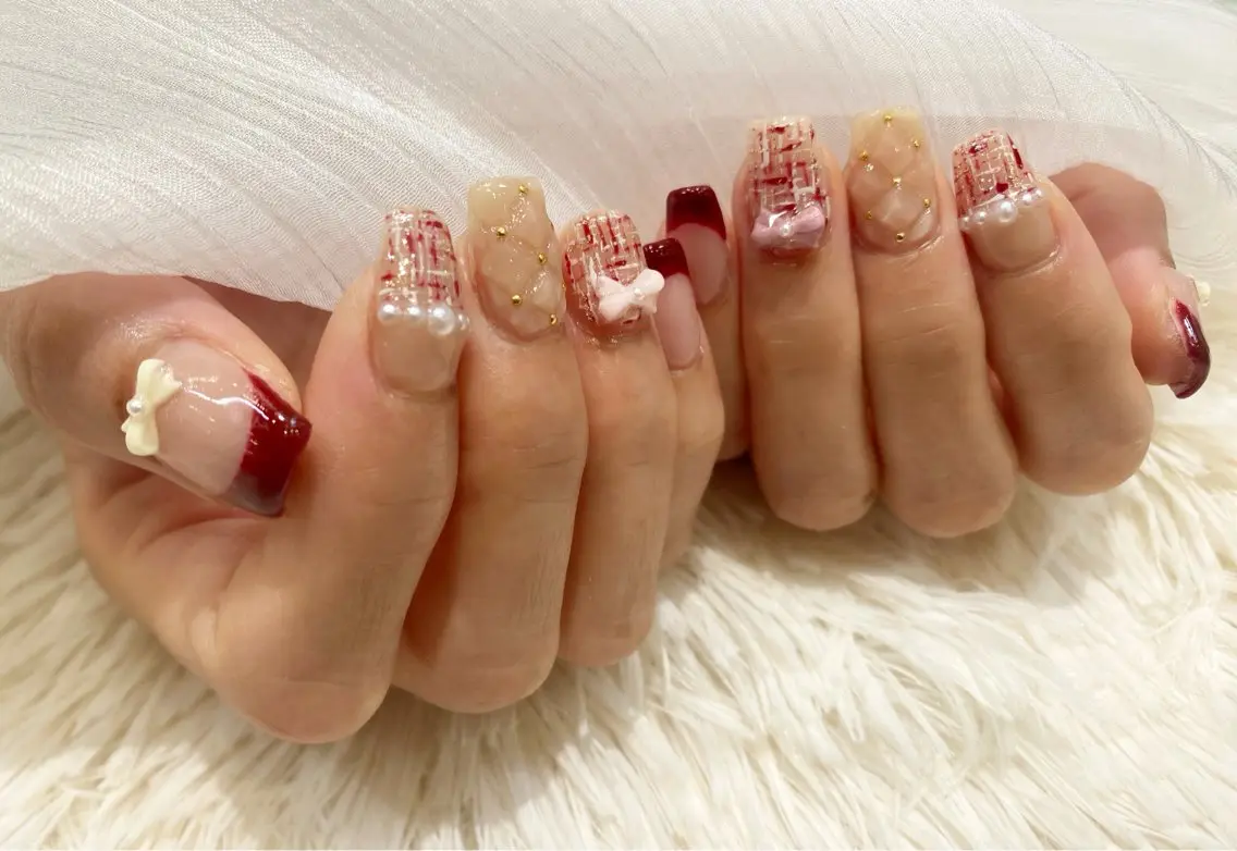 ネイル 持ち込み ツイードネイル ハンドネイル ネイルサロン nail_upのネイルデザイン