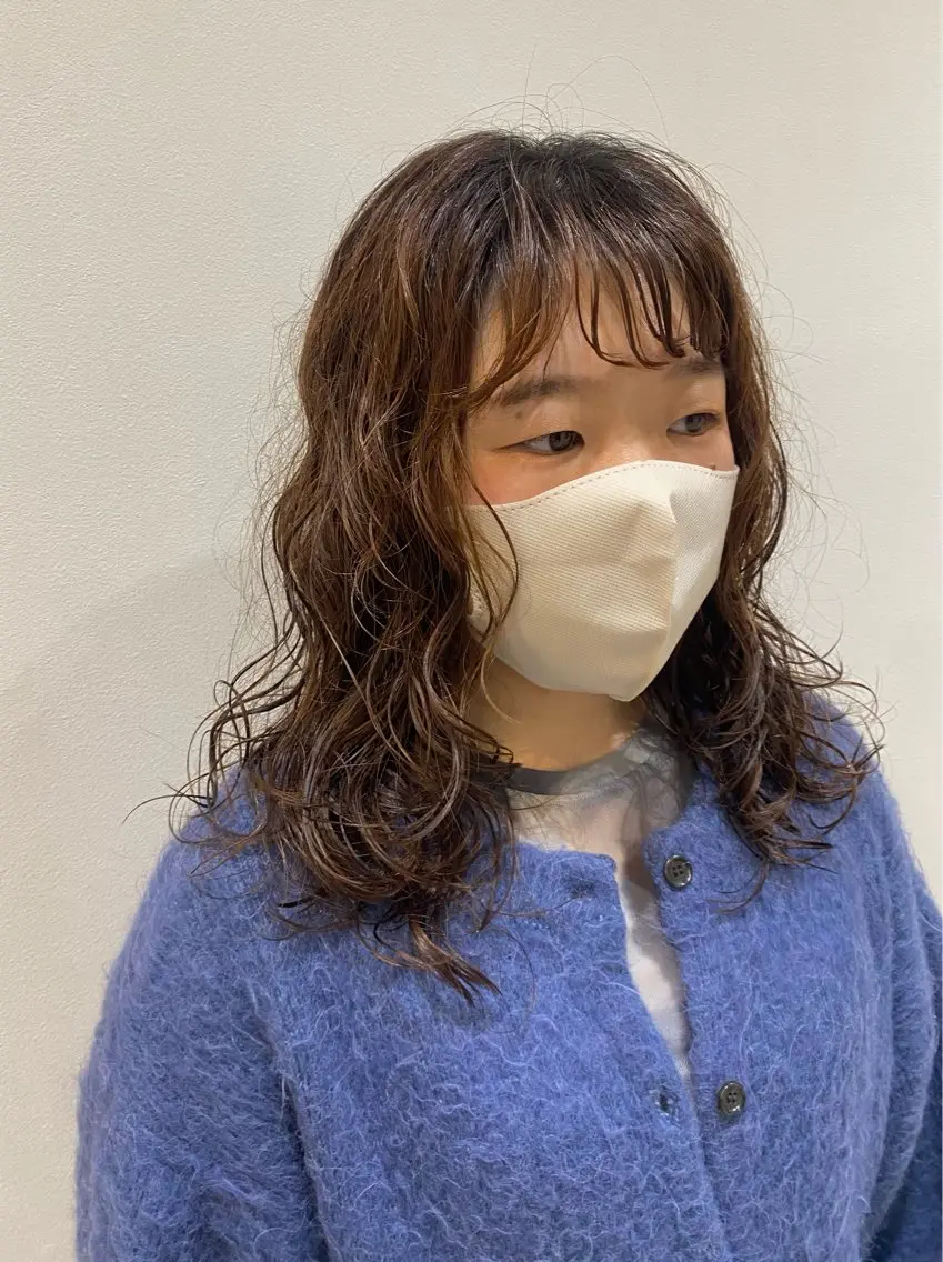 ミディアム パーマ ミディアムパーマ カット パーマ トリートメント ♡オシャ髪♡AI ✂️newi町田のヘアスタイル