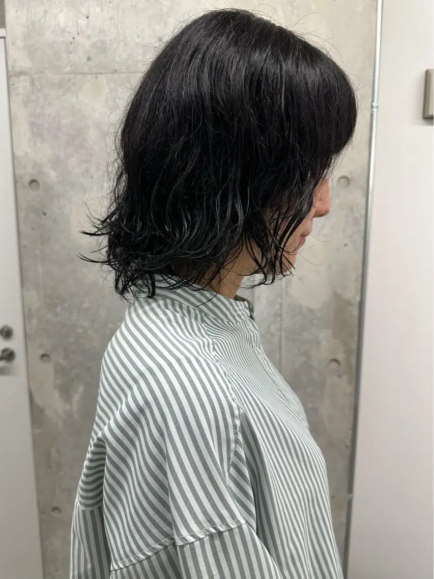 ミディアム カット ヘッドスパ ボブ/ゆるふわ ボブパーマ/とういのヘアスタイル