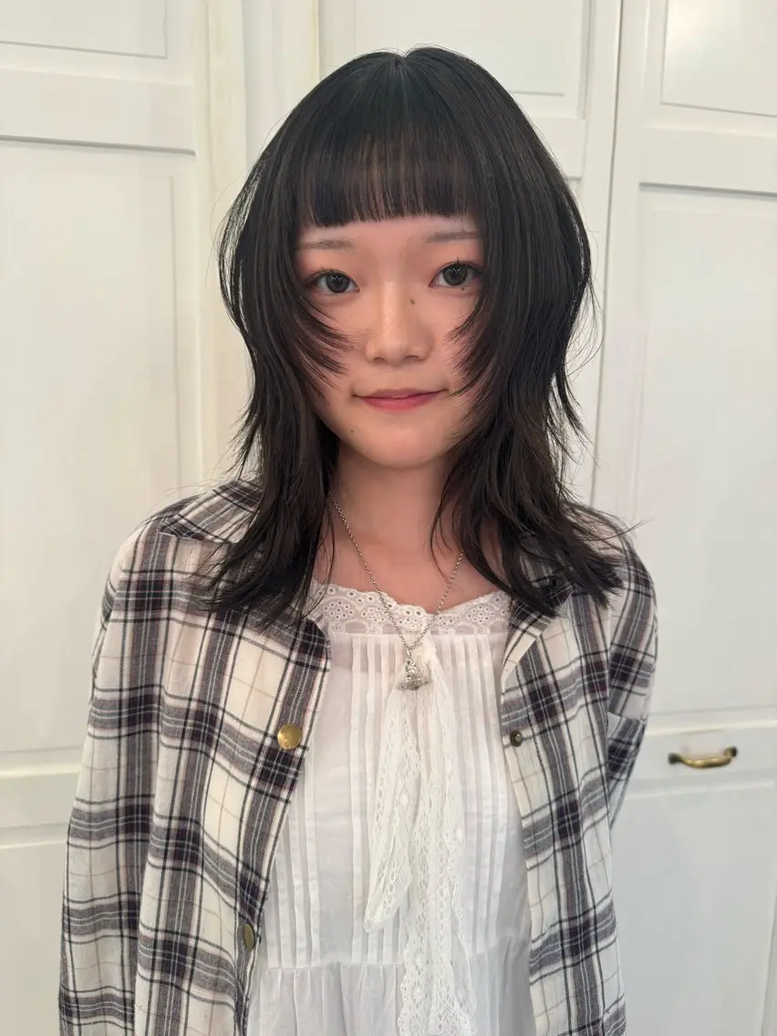 ミディアム カラー カット ヘアカラー ブリーチカラー🎀 韓国風/寺門美優のヘアスタイル