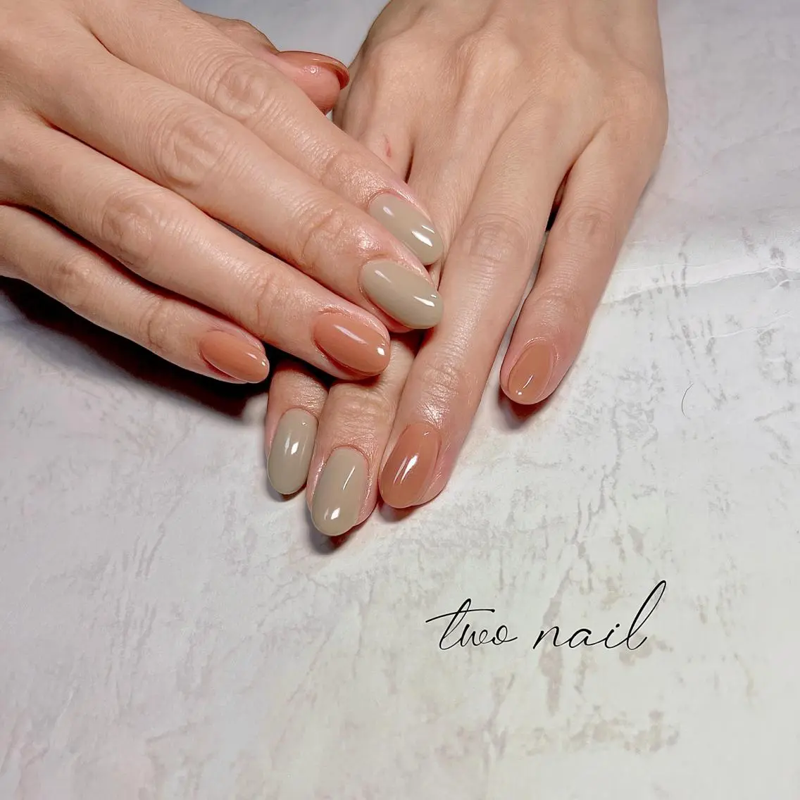ネイル アートネイル ブラウン フットネイル ハート ニュアンスネイル ハンドネイル two nailのネイルデザイン