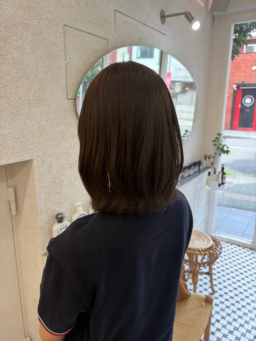 ミディアム カット ヘアカラー まろやかベージュ🤎 艶カラー🔔リンのヘアスタイル
