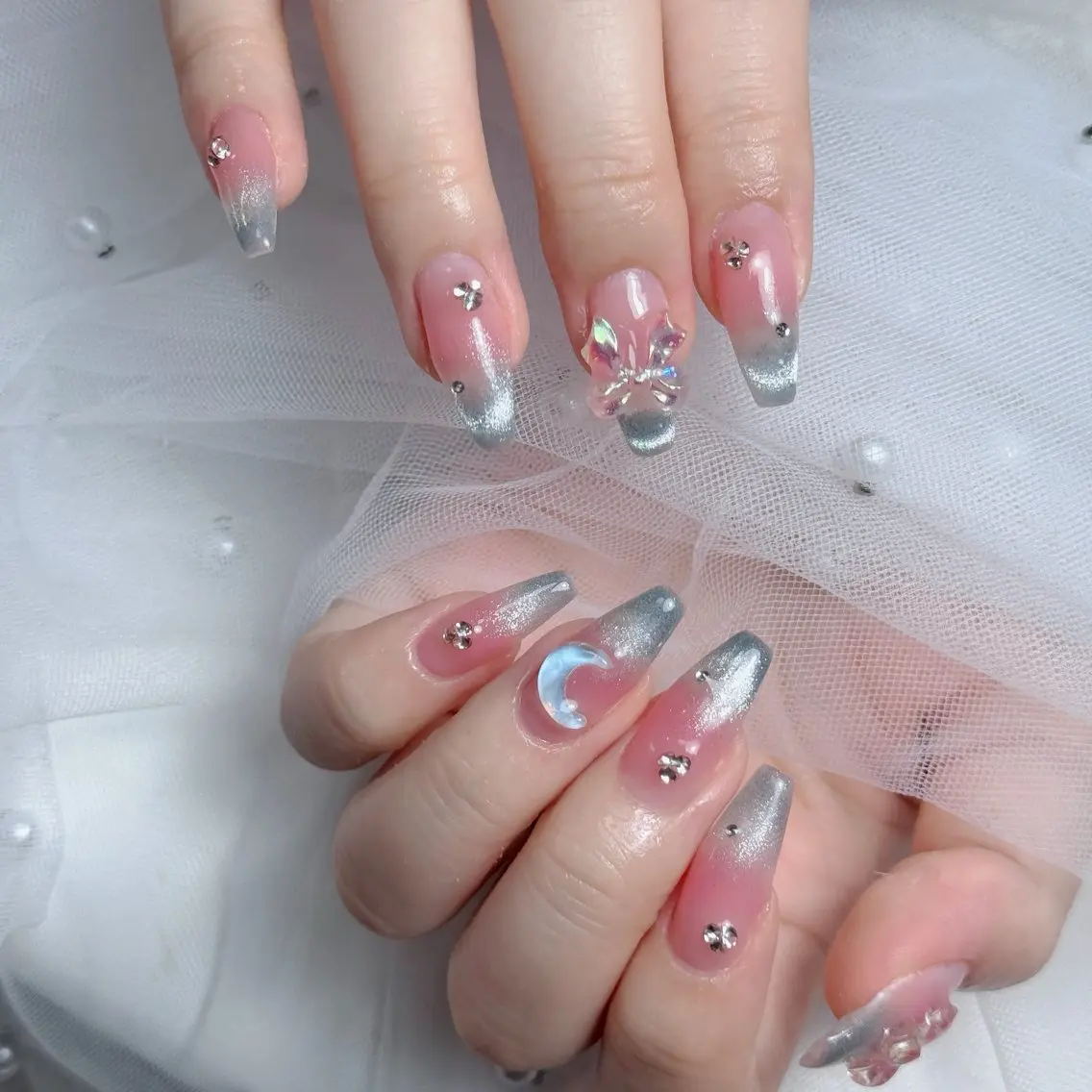 ネイル フットネイル フレンチネイル グラデーション 韓国ネイル ロングネイル ハンドネイル Hani Nail Salonのネイルデザイン