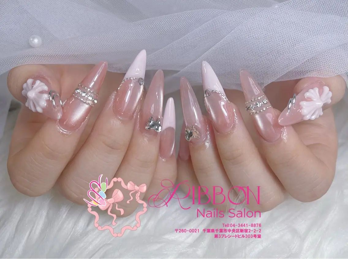ネイル フットネイル フレンチネイル ジェルネイル マグネットネイル 持ち込み ハンドネイル Ribbonnail salonのネイルデザイン