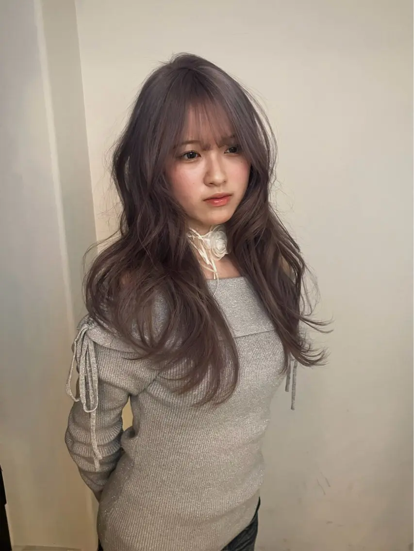 ロング カラー ブロンド グレージュ ラベンダーカラー ラベンダーグレージュ ラベンダーグレー ヘアカラー トリートメント Hanaka 🪷のヘアスタイル