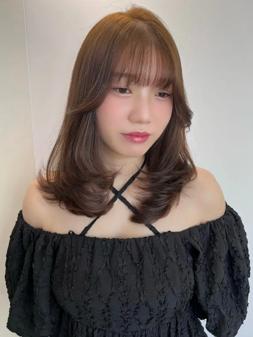 ミディアム アッシュ アッシュブラウン ボブ レイヤーカット ヘアカラー ツヤ髪🫧 新宿エリア✨ゆめのヘアスタイル