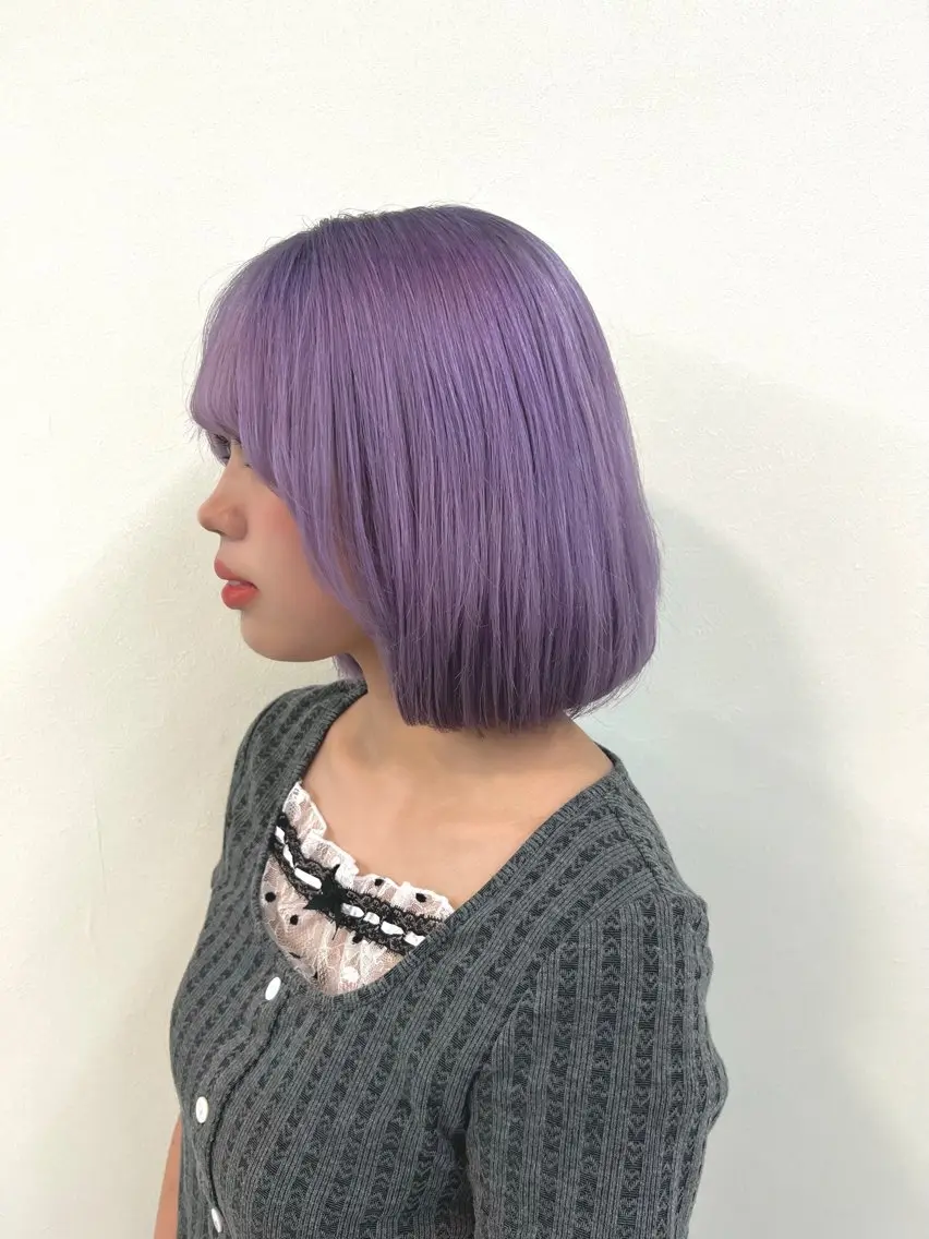 ミディアム カラー ラベンダーカラー ブリーチカラー🦋‪ 田中さくらのヘアスタイル