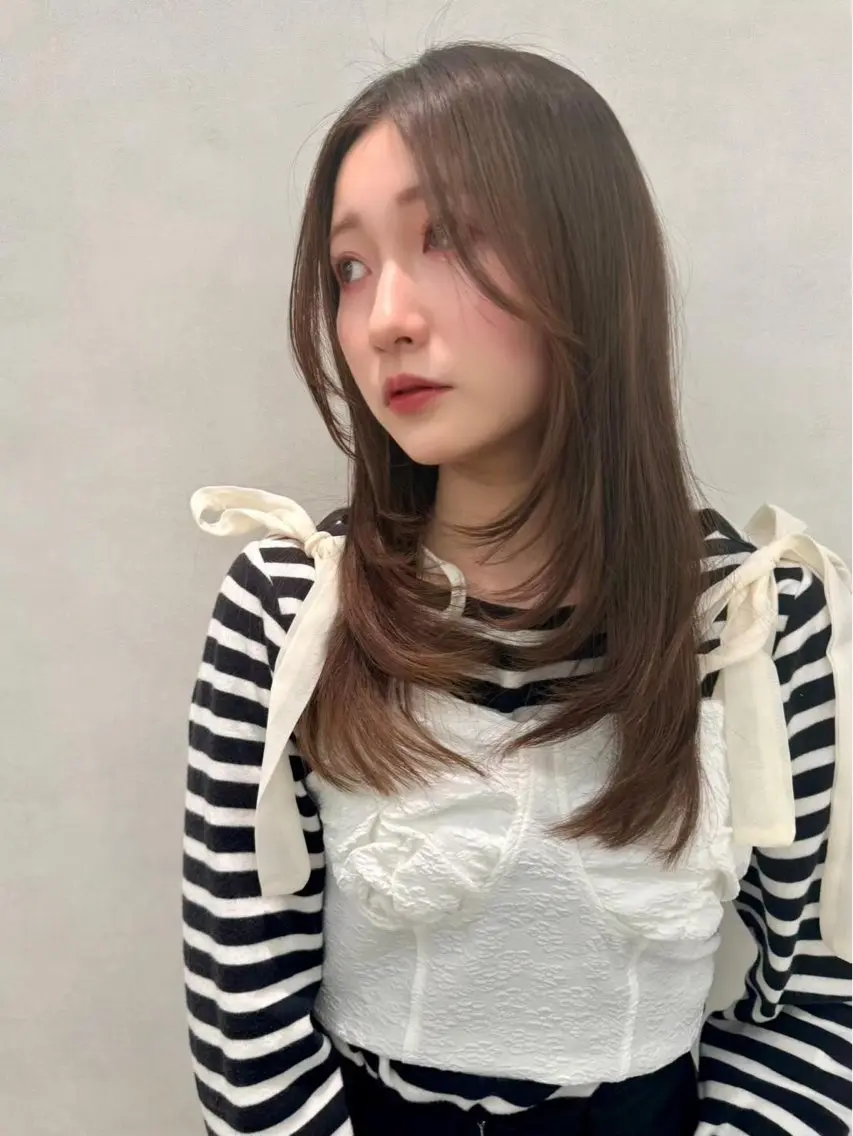 ロング カラー ヘアアレンジ 顔周りカット 韓国風ヘア レイヤーカット 小顔カット カット ヘアカラー ✨レイヤー/ 透明感カラー✨冨永剛のヘアスタイル