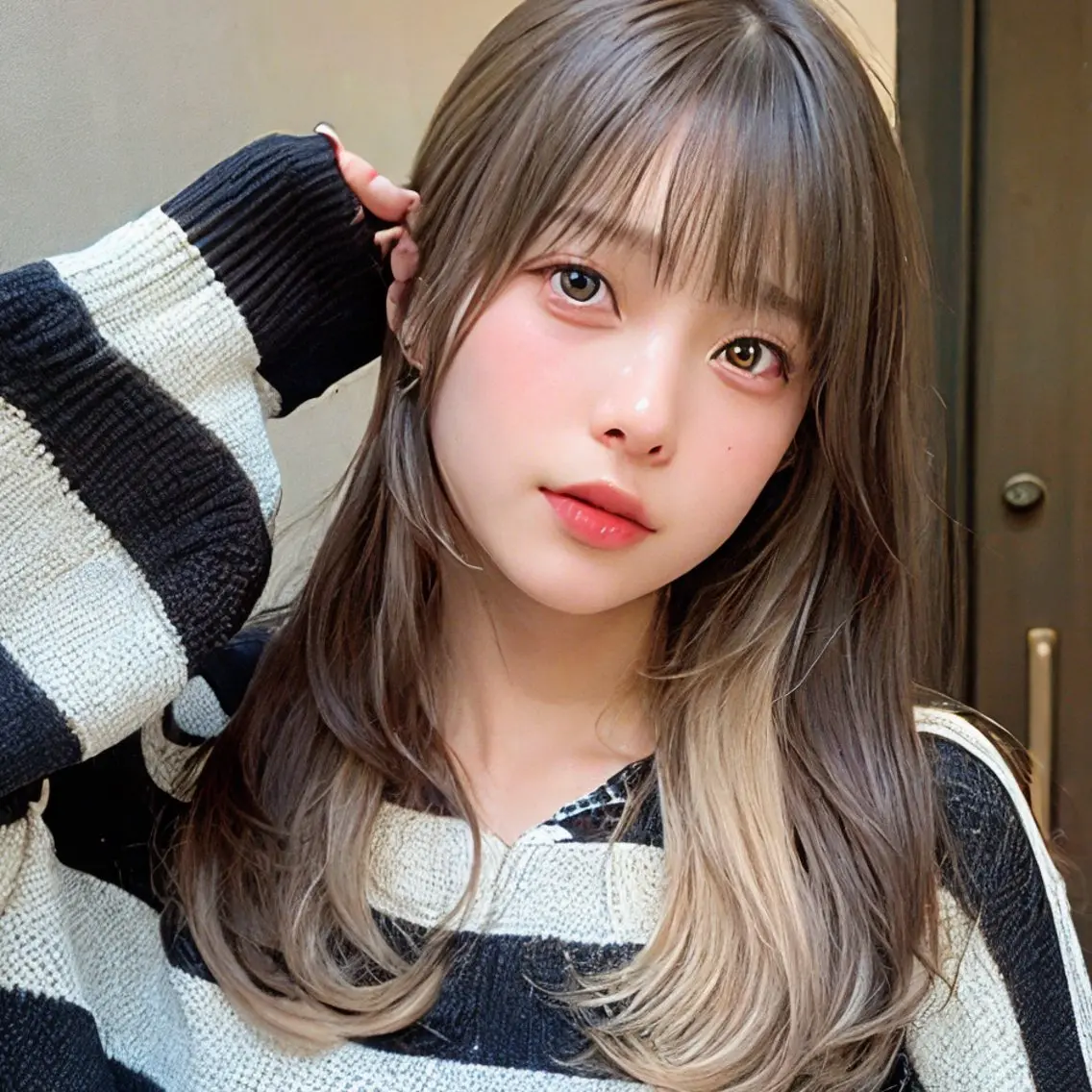 ロング カラー ベージュカラー ブリーチ ケアブリーチ インナーカラー ミルクティーベージュ カット ヘアカラー トリートメント インナーカラー/レイ ヤーカット♡/マキシのヘアスタイル