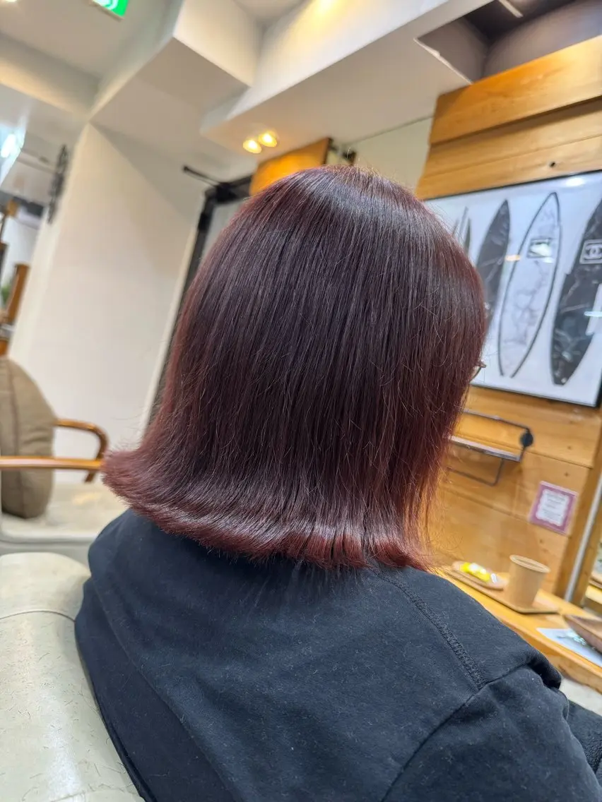 ミディアム カラー カット ヘアカラー トリートメント 早稲田/ショート/ 髪質改善/艶カラーのヘアスタイル