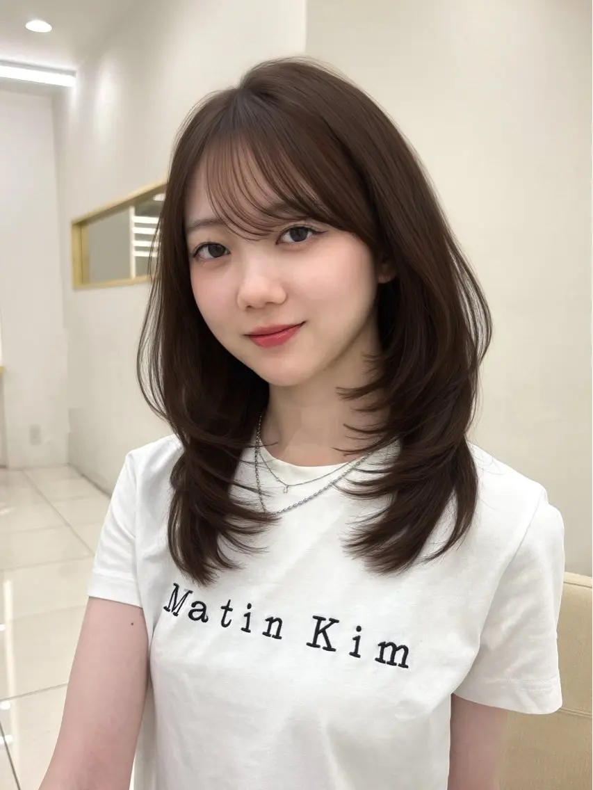 ミディアム カット ヘアカラー 栄/レイヤー/ 津野 こころのヘアスタイル