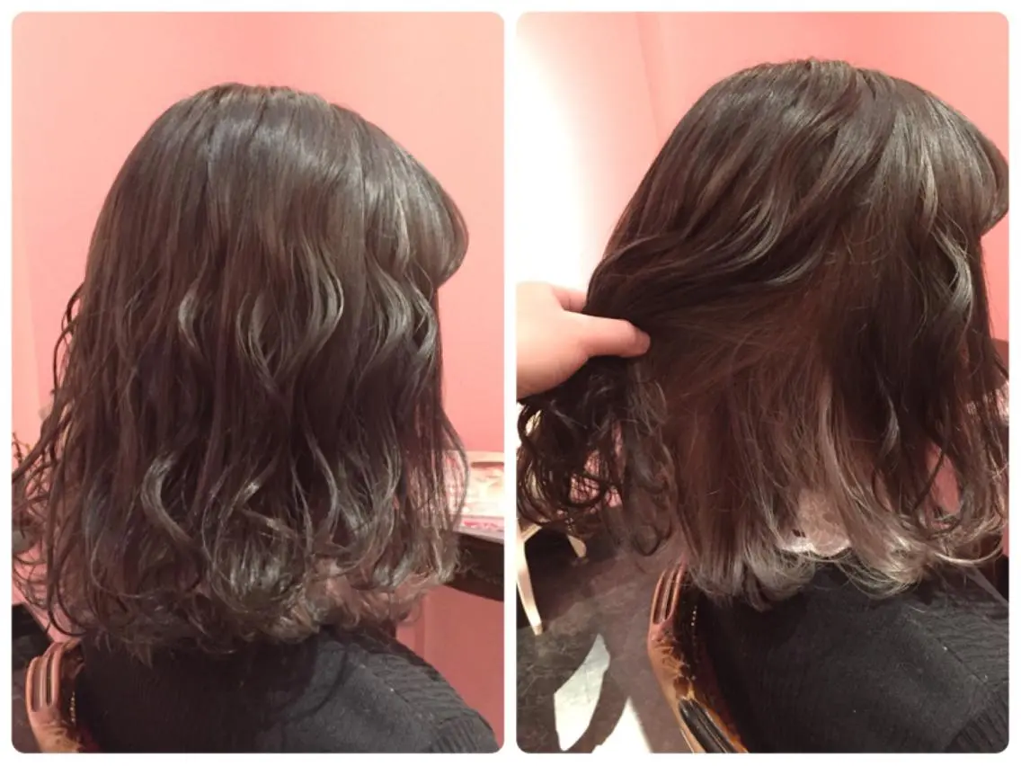 ミディアム カラー シルバー 櫻井 愛弓のヘアスタイル