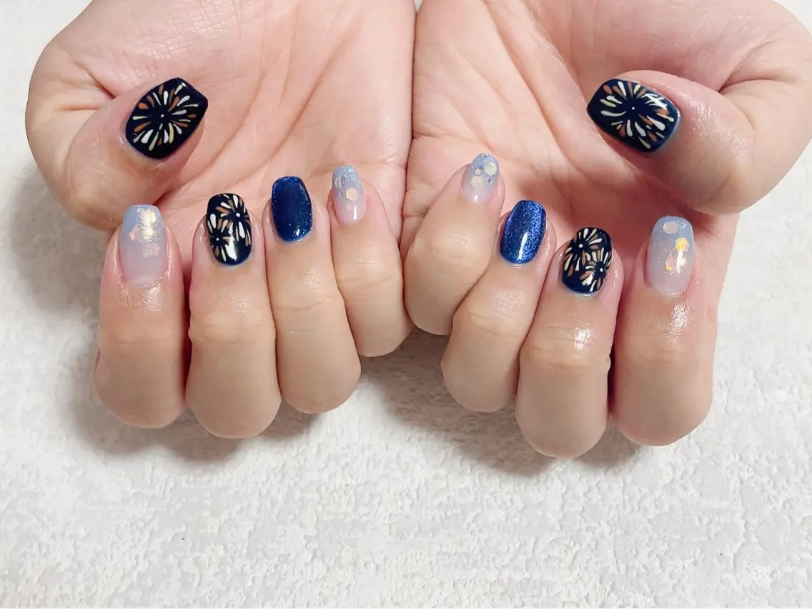 ネイル フットネイル ジェルネイル キラキラネイル メンズネイル パラジェル kiki nail たまプラーザのネイルデザイン