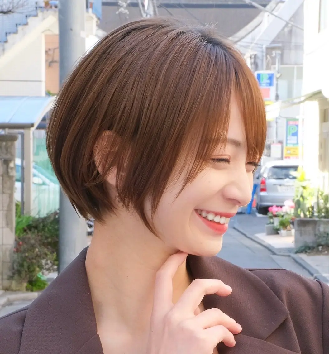 ショート 大人可愛い顔周り・ 縮毛矯正/ショウのヘアスタイル