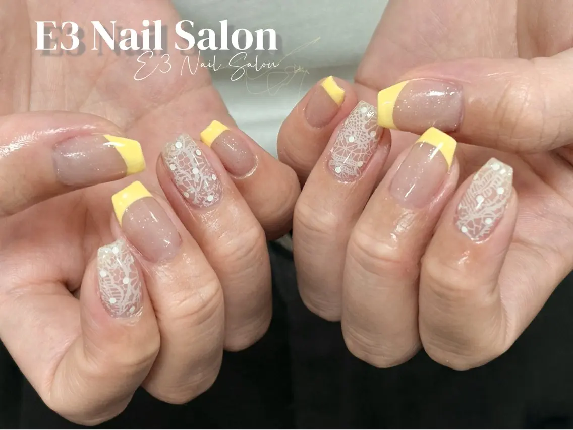 ネイル 桜ネイル フレンチネイル ジェルネイル ガラスフレンチ グラデーション ハンドネイル E3 Nail Salonのネイルデザイン