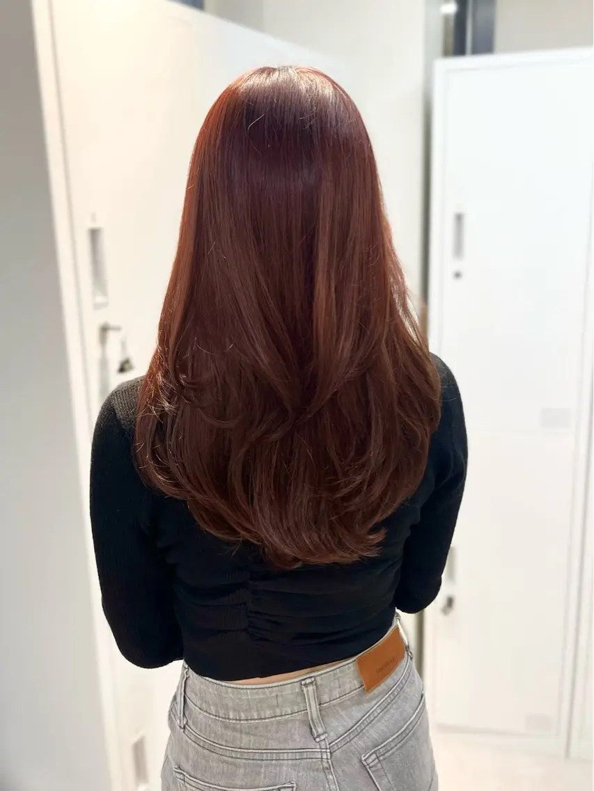ロング カラー ヘアカラー トリートメント caho／大阪梅田 韓国ヘア🇰🇷🩶のヘアスタイル