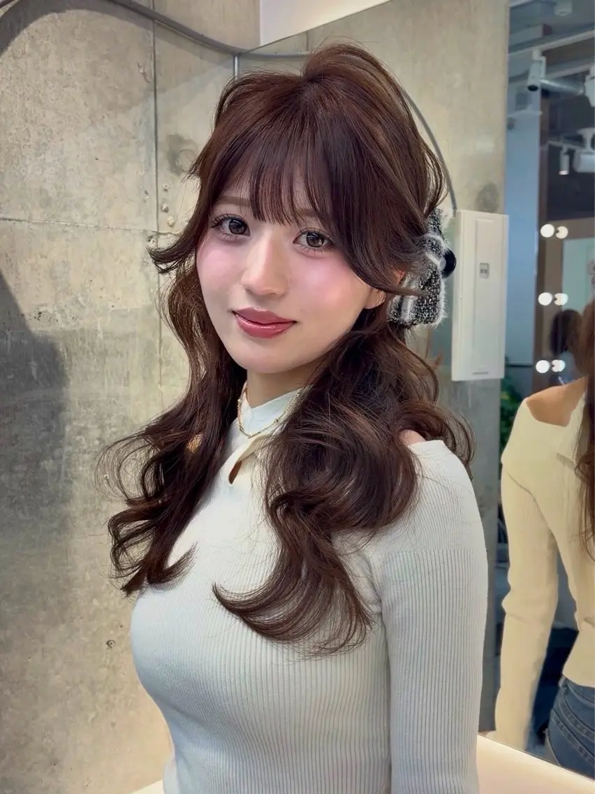 セミロング カラー カット ヘアカラー トリートメント ボブ縮毛/レイヤー 赤み消し/はるかのヘアスタイル