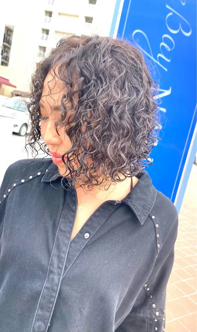 ミディアム パーマ カット パーマ 饒平名 知也のヘアスタイル