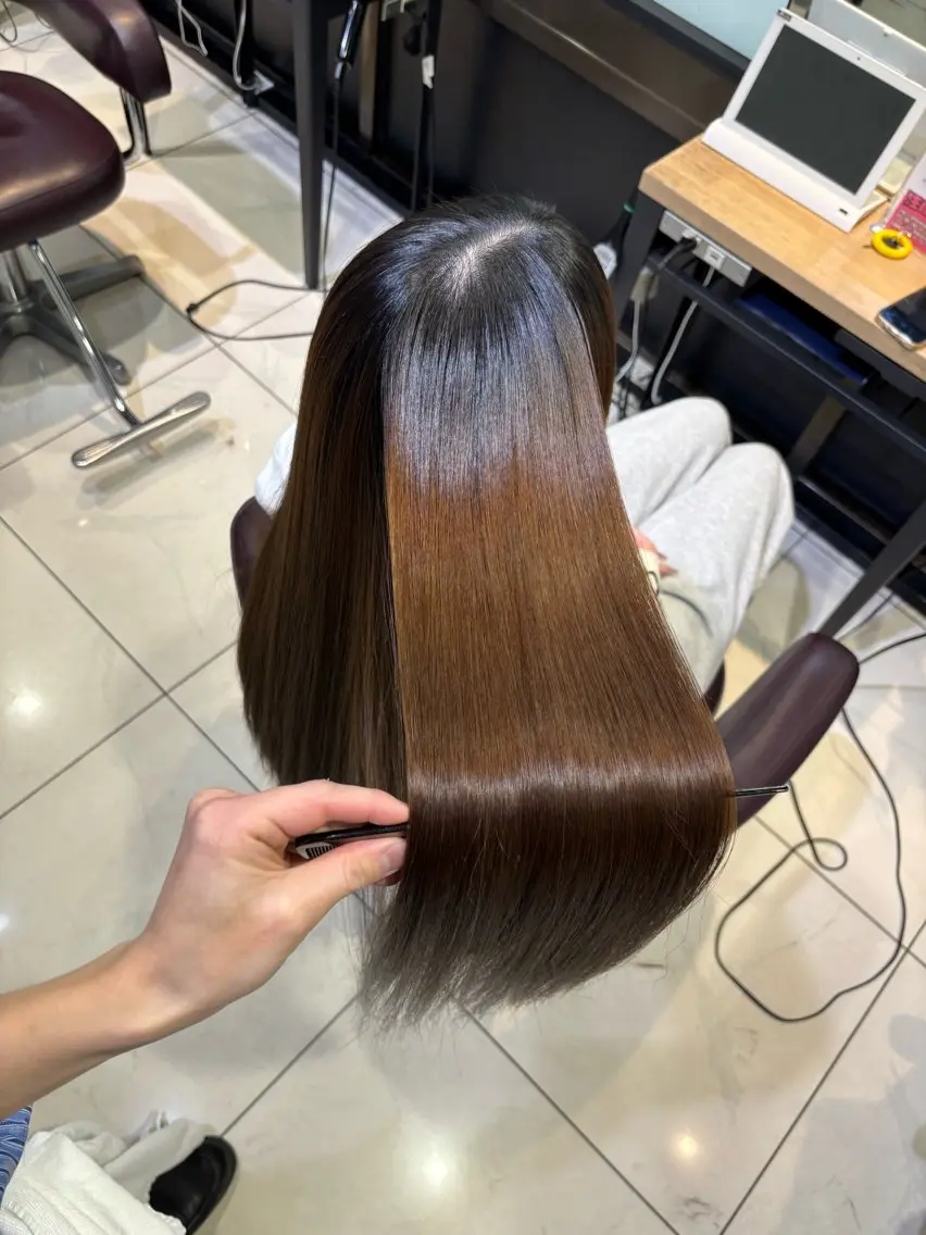 ロング カラー 縮毛矯正 トリートメント 🩵レイヤー✖︎ 髪質改善🩵リョウヤのヘアスタイル