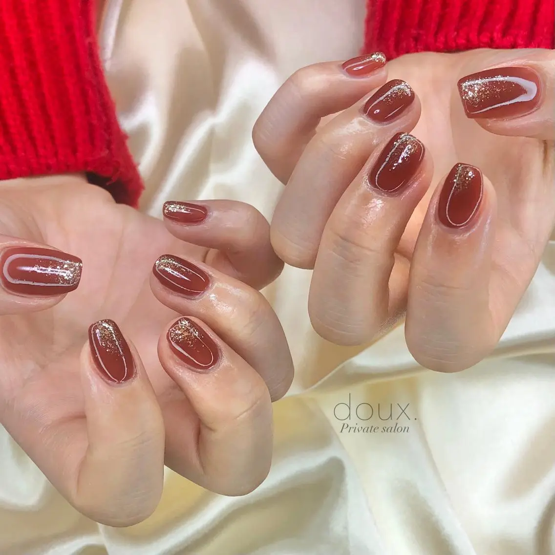 ネイル ラメ(グリッター) ワンカラーネイル doux. nailのネイルデザイン