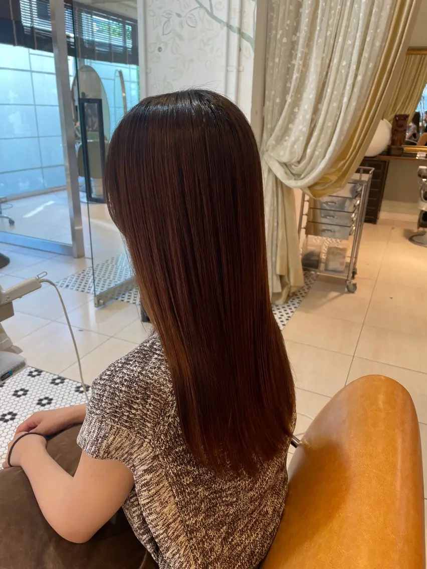 ロング パーマ ストレートパーマ 縮毛矯正 菊池 菜月のヘアスタイル