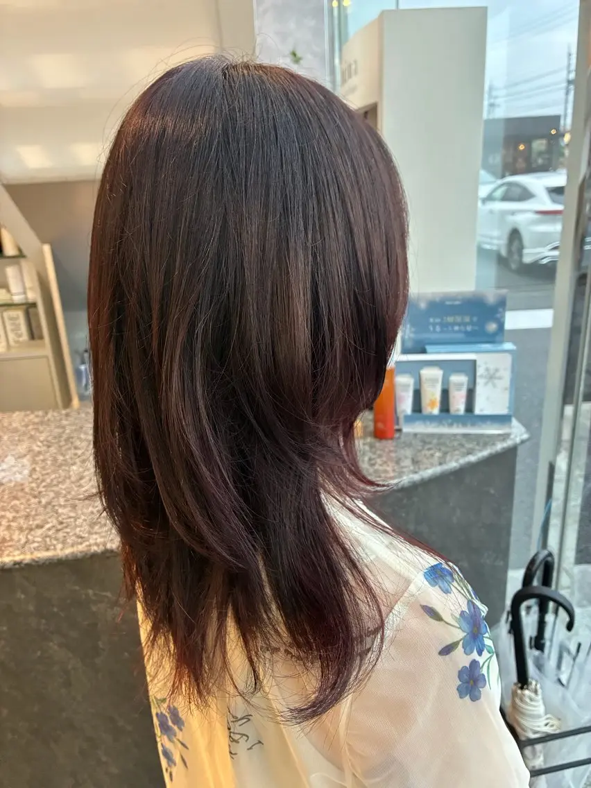 カラー レッドカラー ヘアカラー トリートメント ブリーチなしカラー / Mizukiのヘアスタイル
