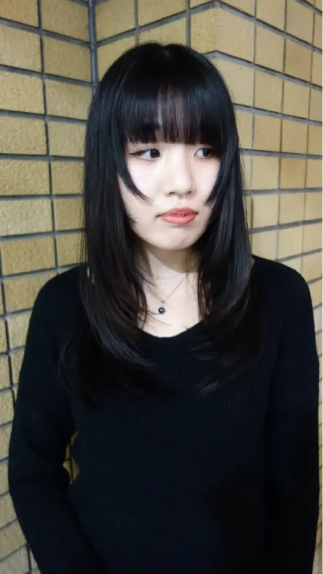 ロング 顔まわりレイヤー 顔周りカット 姫カット レイヤーカット HEIMER ミカド　サトル△のヘアスタイル