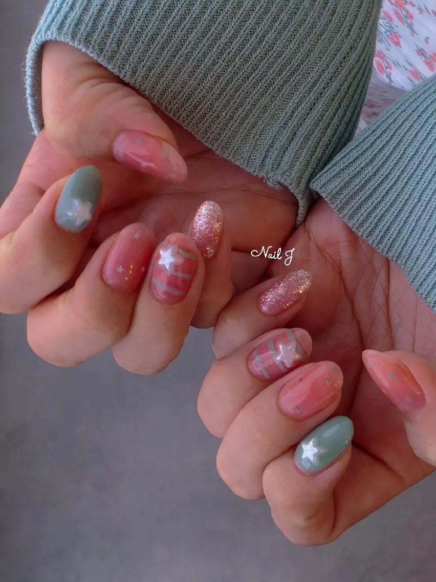 ネイル 韓国ネイル 夏ネイル ハンドネイル Nail Jのネイルデザイン