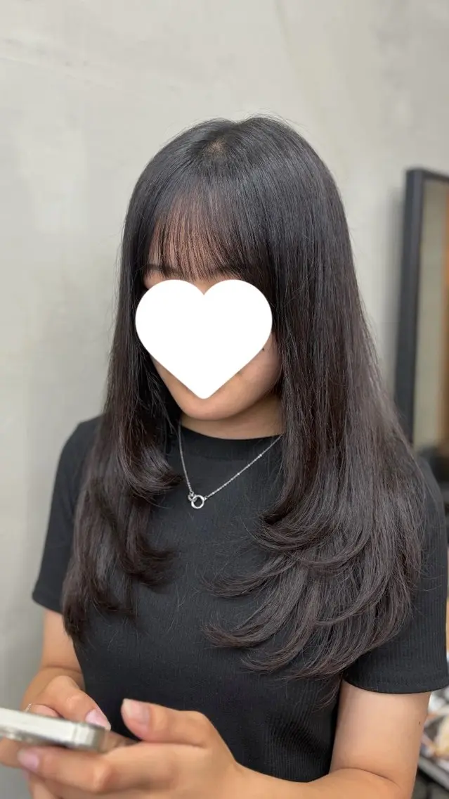 ロング カット ヘアカラー かわうち れなのヘアスタイル