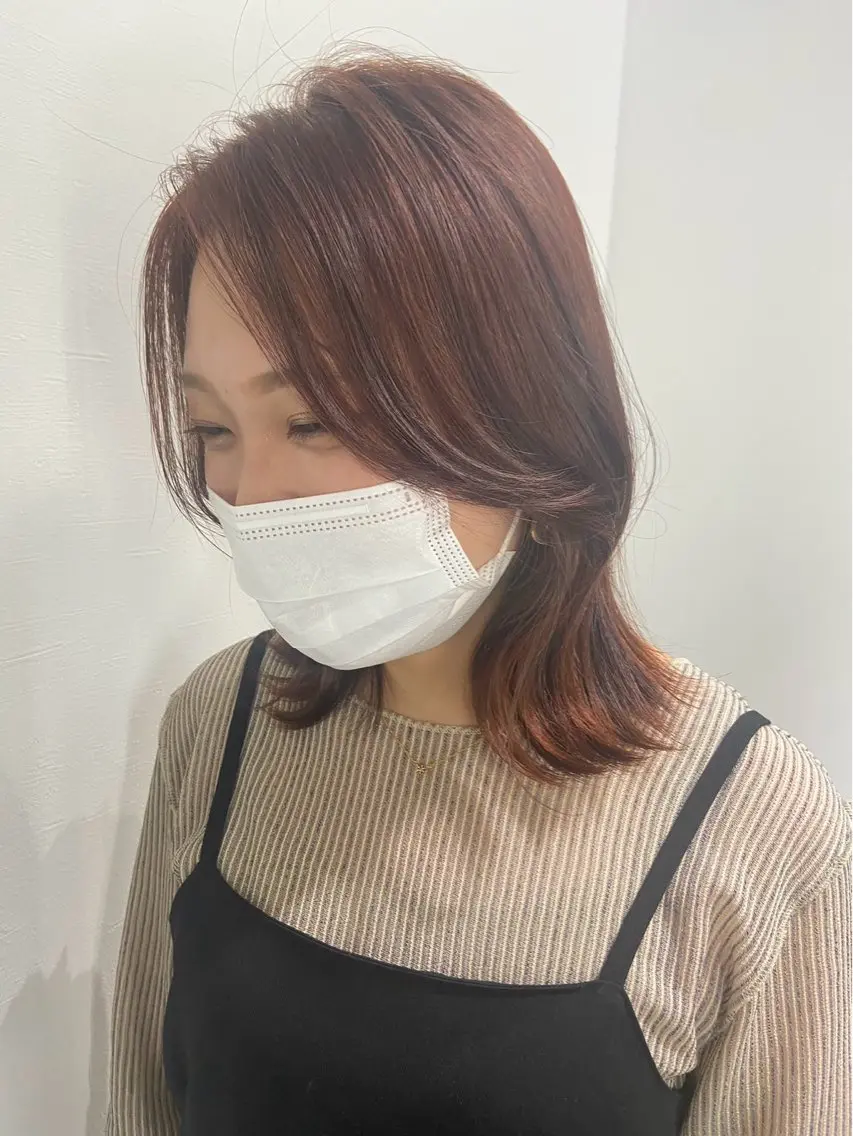 ミディアム カラー ヘアアレンジ ヘアカラー トリートメント 似合わせ/透明感 カラー/豊中/かこのヘアスタイル