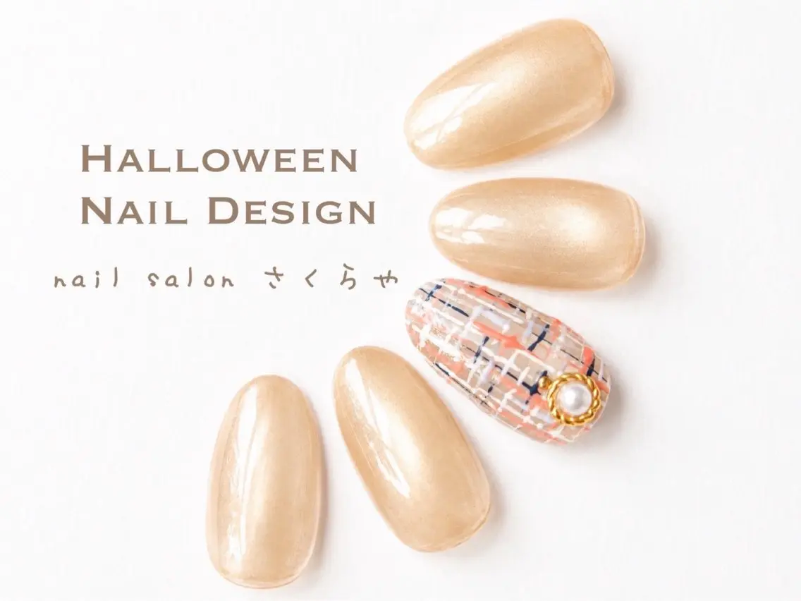 ネイル アートネイル ハロウィン マグネットネイル ツイードネイル ハンドネイル さくらや❤ パラジェル使用のネイルデザイン