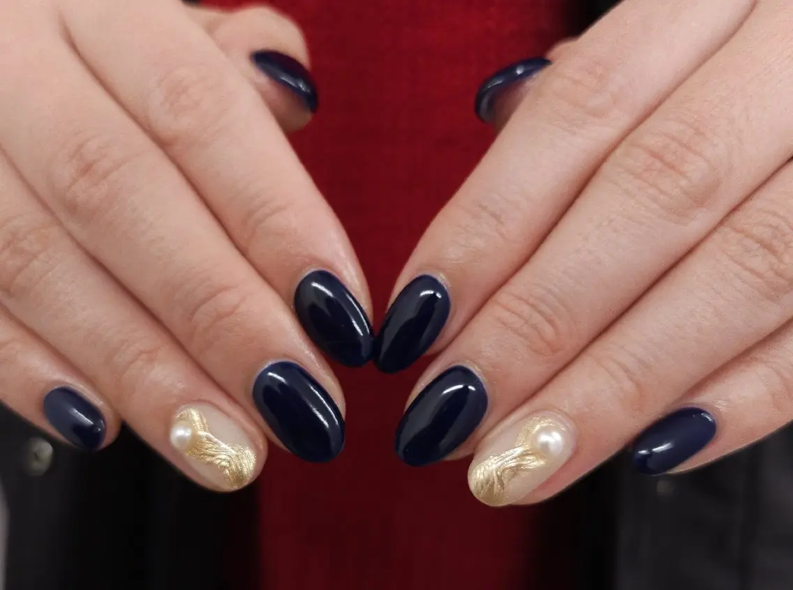 ネイル ジェルネイル ネイビー ニュアンスネイル パラジェル 冬ネイル puku nail 🌼kazu🌼のネイルデザイン