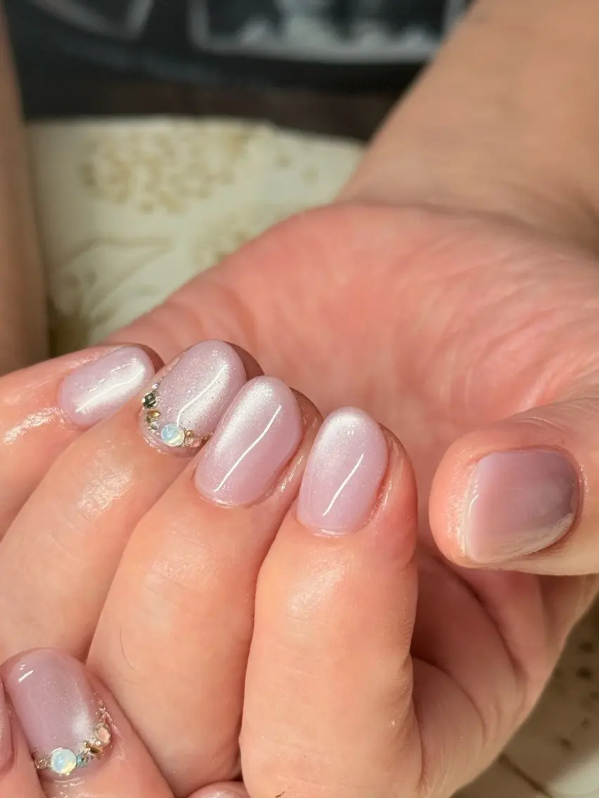 ネイル マグネットネイル オフィスネイル ピンク miel nailのネイルデザイン
