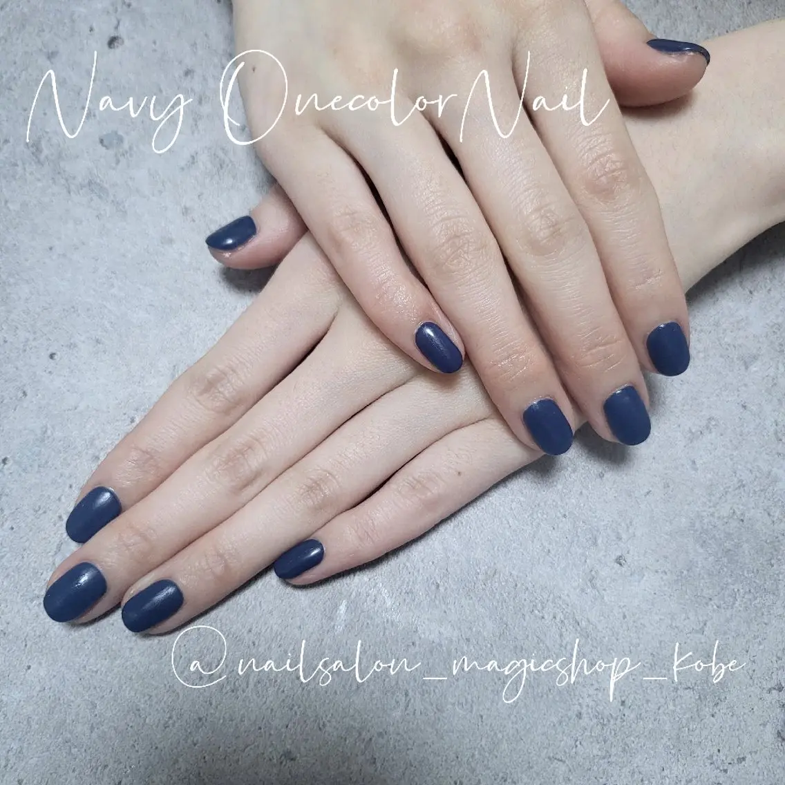 ネイル ブルー ジェルネイル ネイビー ワンカラーネイル ソフトジェル ハンドネイル Nailsalon MagicShopのネイルデザイン