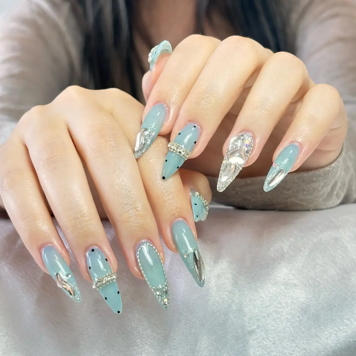 ネイル 桜ネイル 長さ出し フレンチネイル 韓国ネイル マグネットネイル ハンドネイル Kiwami nailsalonのネイルデザイン