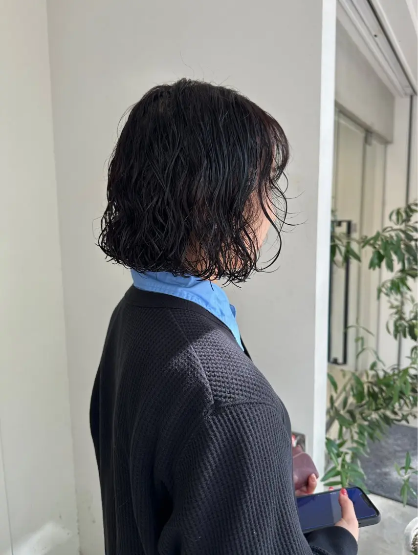 ミディアム パーマ カット パーマ トリートメント 松本 雪愛のヘアスタイル