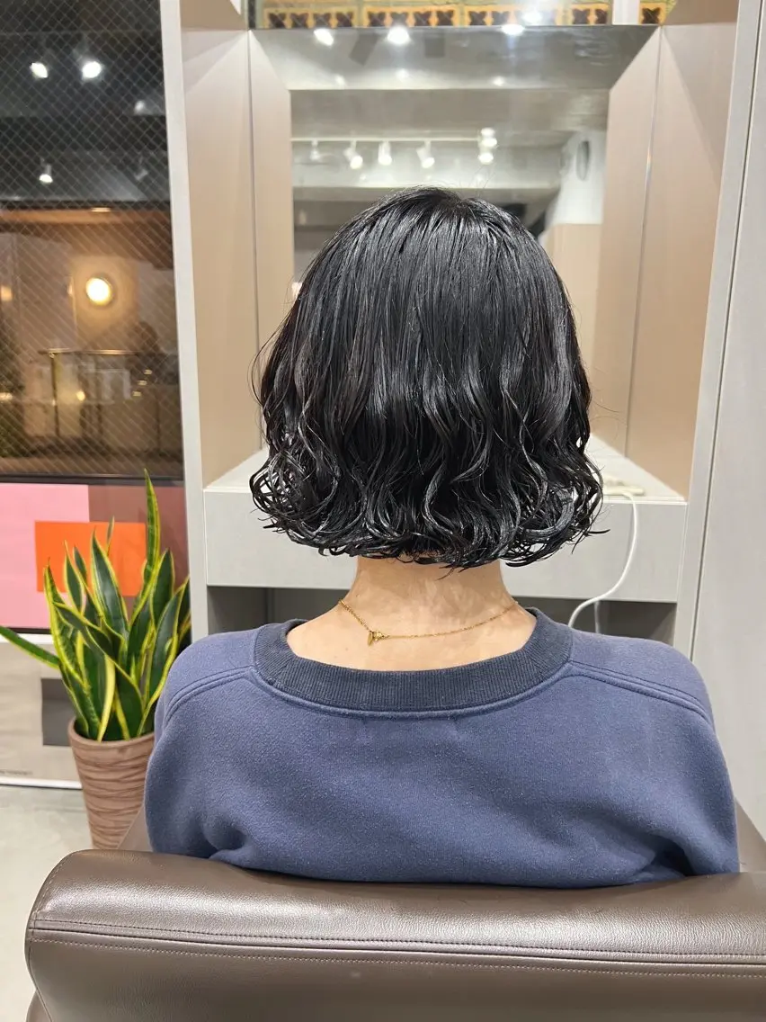 ショート パーマ カット パーマ トリートメント ボブパーマコテ巻き風 パーマNo1深江秀平のヘアスタイル
