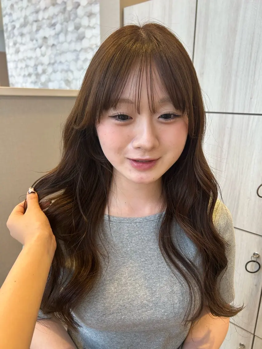 ロング カラー アッシュ オレンジ emusalon . Akika‎✮*｡ﾟのヘアスタイル