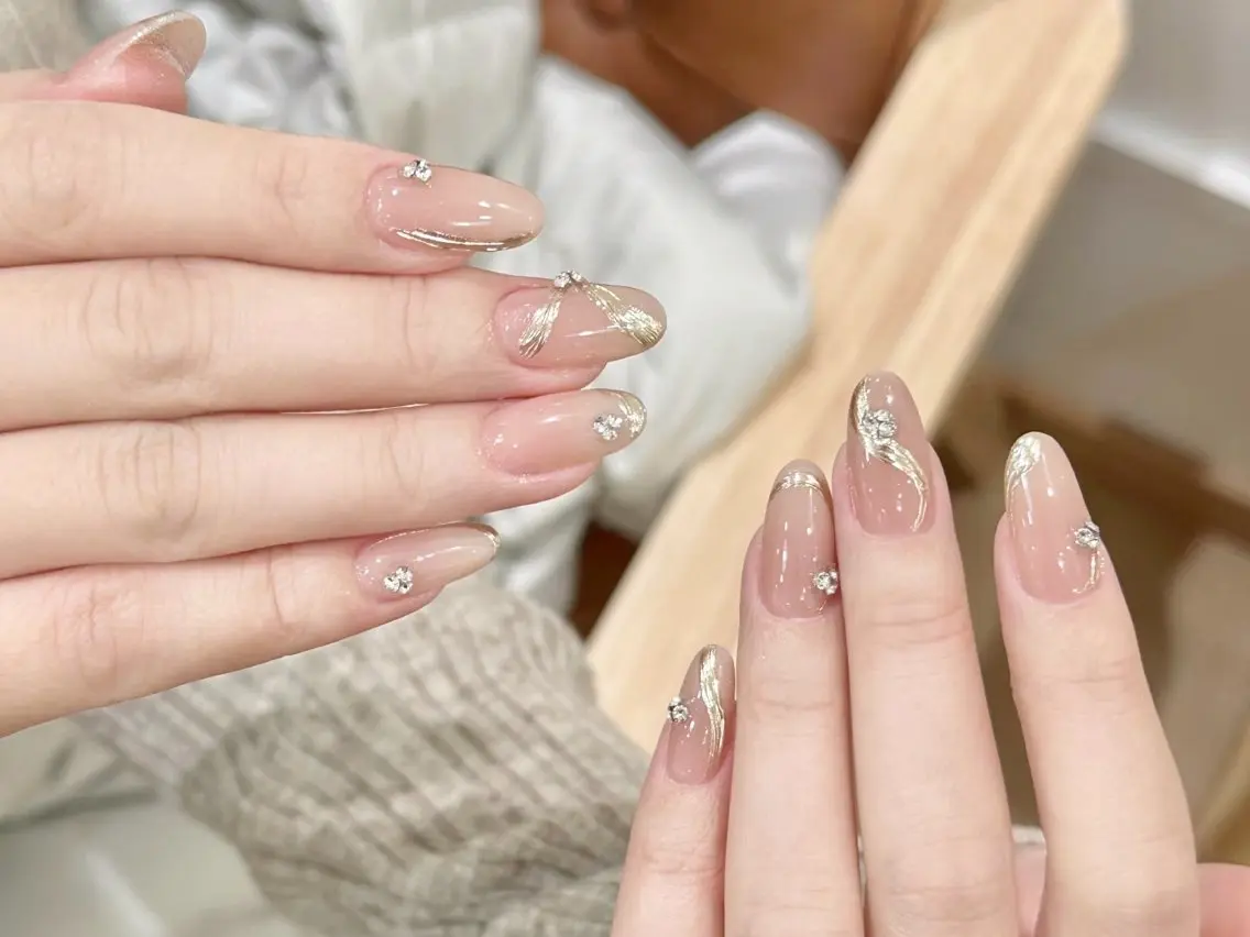 ネイル アートネイル オーロラネイル チークネイル 長さ出し フットネイル ハンドネイル Blossom nail_研修のネイルデザイン
