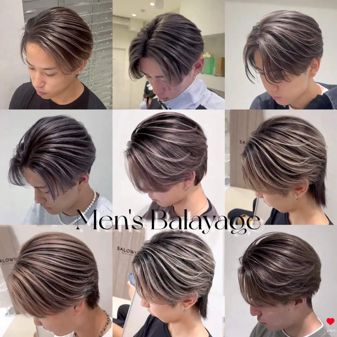 カラー メンズ メンズバレイヤージュ センターパート バレイヤージュ ベージュカラー シルバー kanon本厚木 シースルーマッシュのヘアスタイル