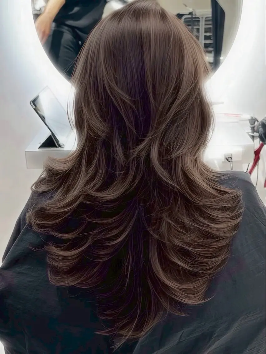 ロング ハッシュカット レイヤーカット 北川大輔🌟 小顔レイヤーカットのヘアスタイル