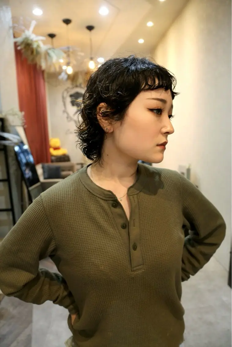 ショート パーマ マレットヘア オン眉 カット パーマ トリートメント 似合わせカット/ パーマ/藤田和樹のヘアスタイル