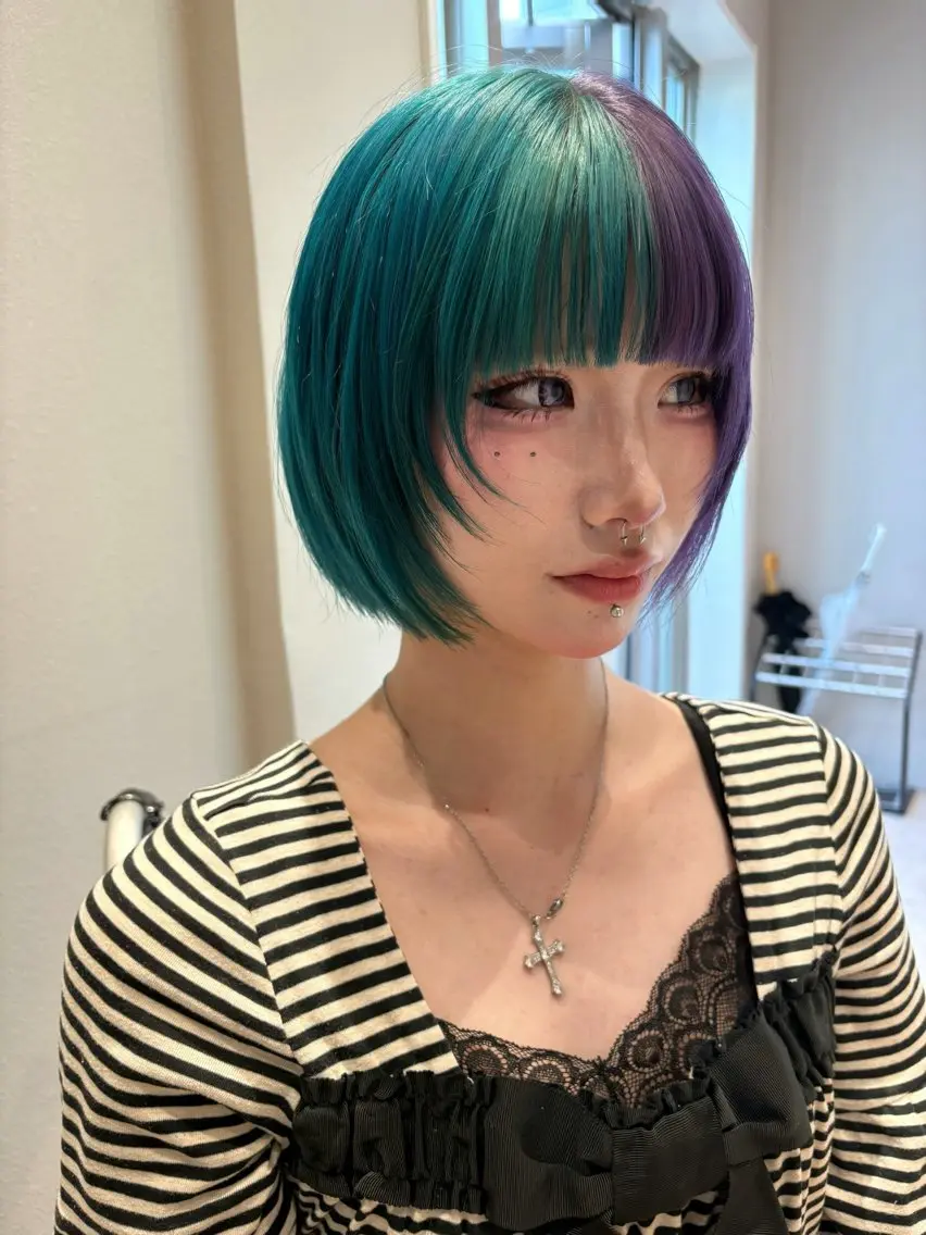 ミディアム カット ヘアカラー トリートメント ブリーチ🌟レイヤー 髪質改善/青木華音のヘアスタイル