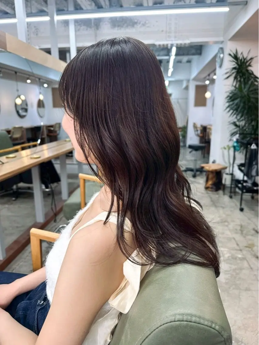 ロング カット ヘアカラー まさとレイヤーカット 透け感カラー/心斎橋のヘアスタイル