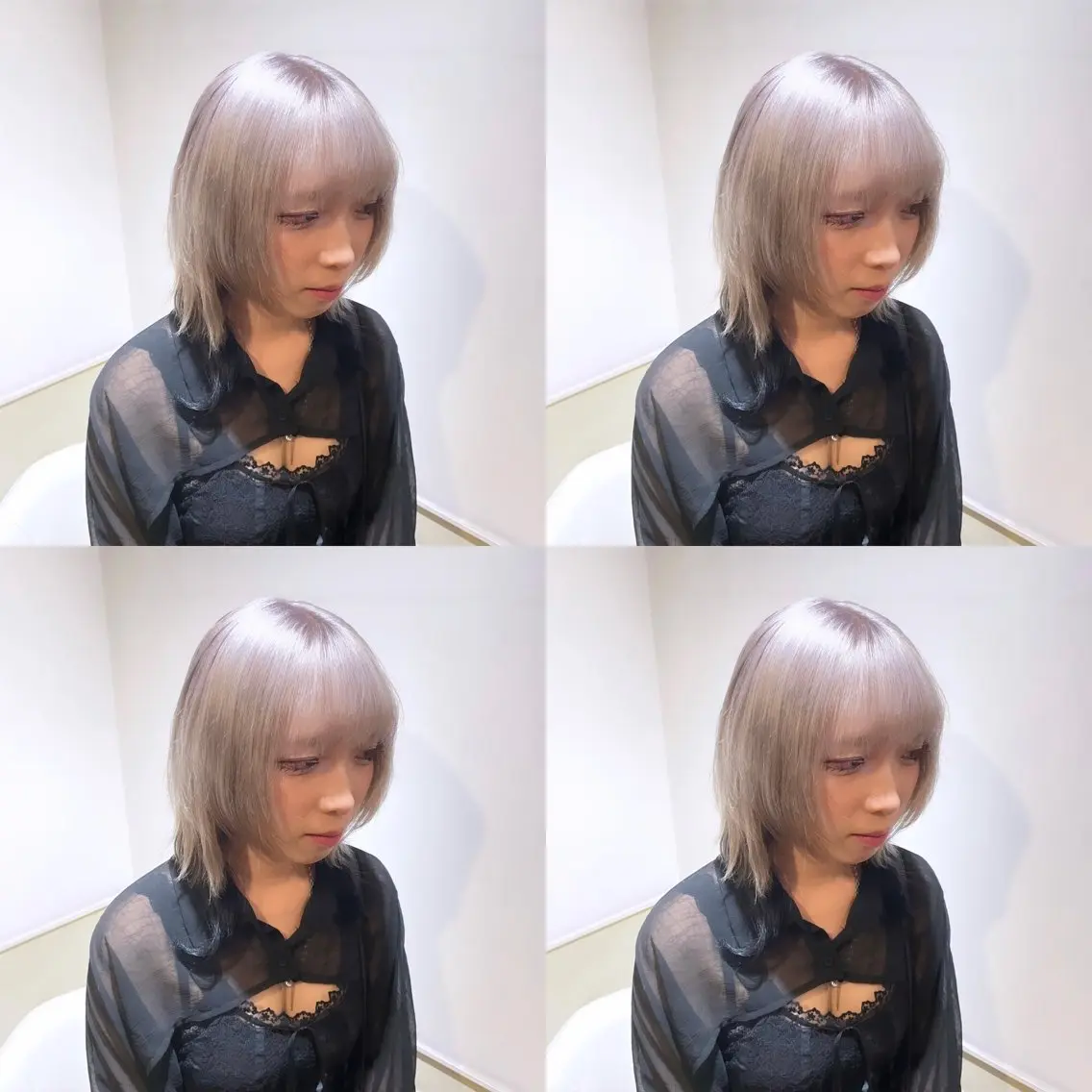 ミディアム カラー ベージュカラー 黒髪 ブルーカラー ブルーブラック ホワイトベージュ 🌟トップデザイナー 高橋🌟のヘアスタイル