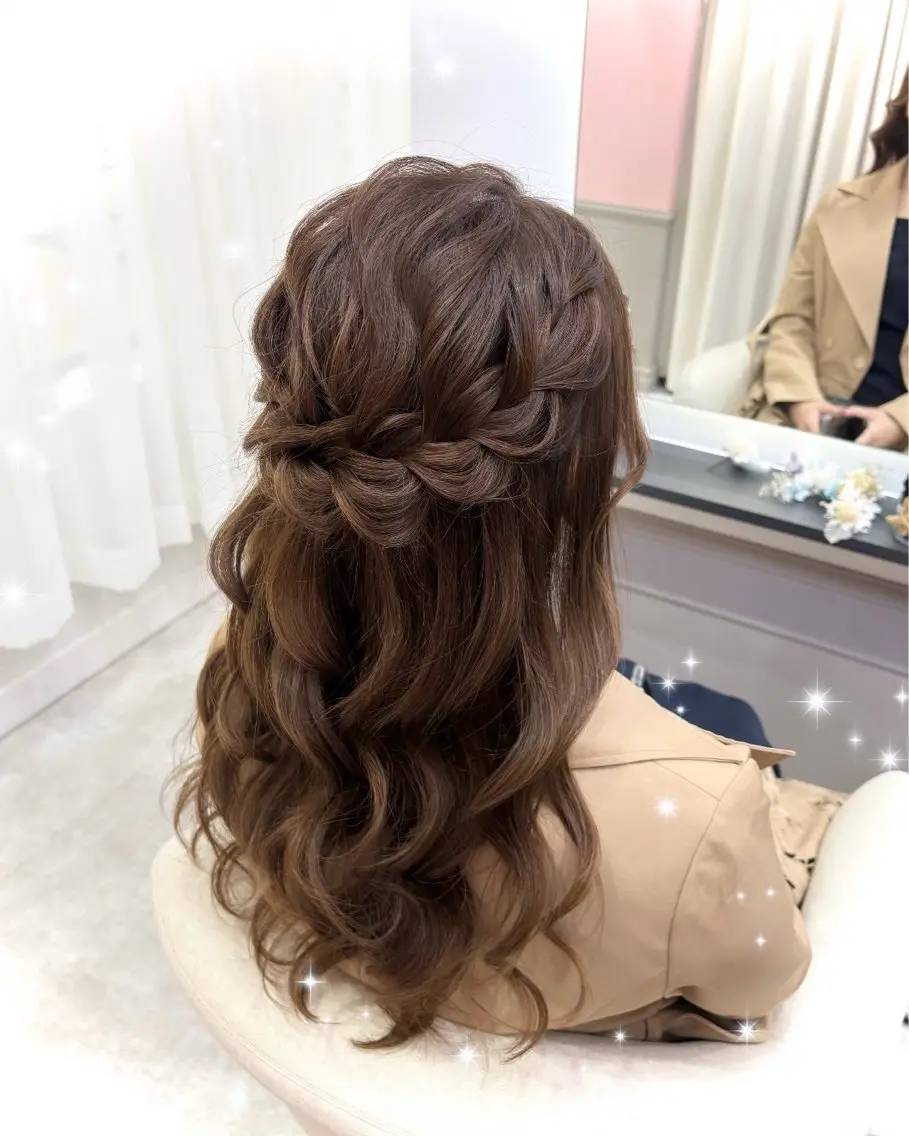 ロング ヘアアレンジ 編みこみ ハーフアップ ヘアセット lien ヒジリのその他イメージ